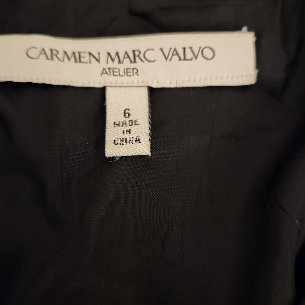 Natural Silk Carmen Marc Valvo Black and Cream Midi Dress - Picture 4 of 6